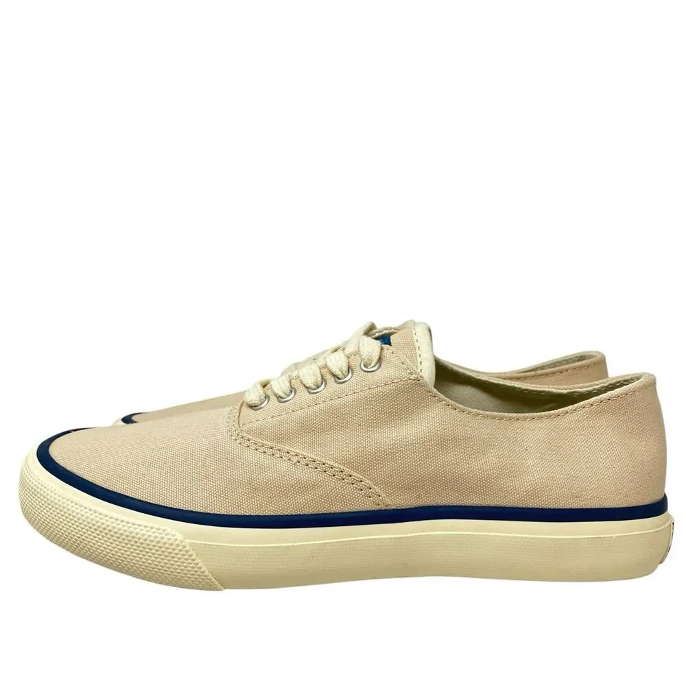 Sperry Sneakers Mens‎ 7 Beige Top-Sider Canvas Lace Up Nautical Boat 13519899